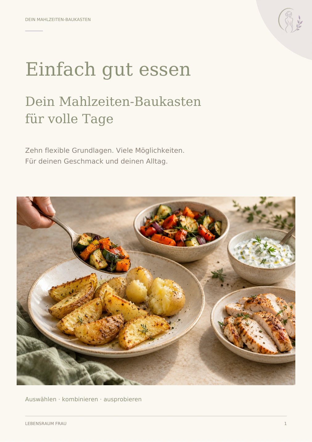 Titelseite: Einfach gut essen – Dein Mahlzeiten-Baukasten für volle Tage